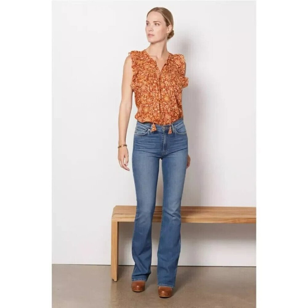 NWT Sundry Evereve Flutter Sleeve Blouse Sienna Floral Gauze Short Sleeve Size 1 - Picture 2 of 6